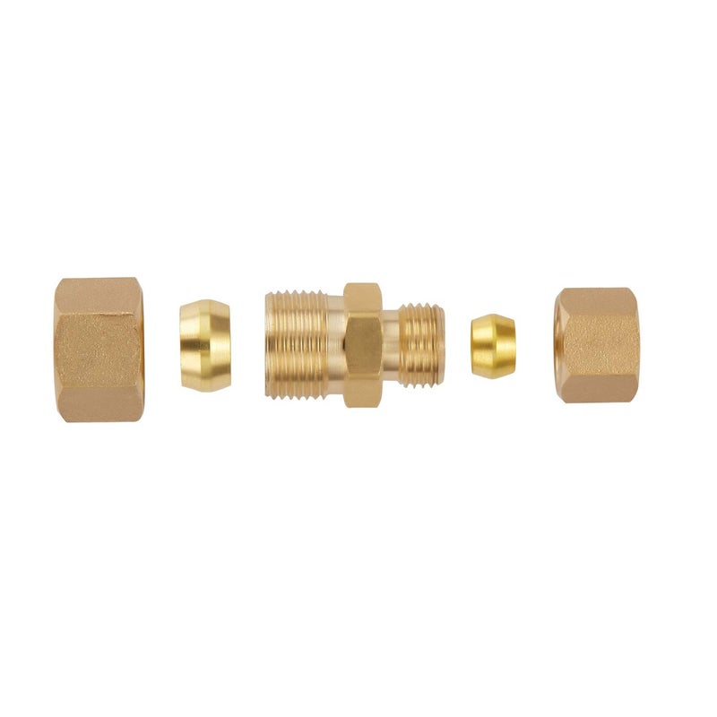 Litorange 3 Pack Metals Brass Tube Fitting Fuel Brake Line Adapter Compression Union 3/8" x 1/4" Tube OD - Image 5